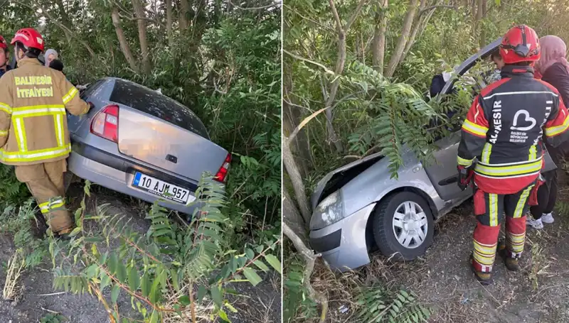 Balıkesir'de Otomobil Şarampole Yuvarlandı: İki Kişi Yaralandı, Olayın Nedeni Ne?